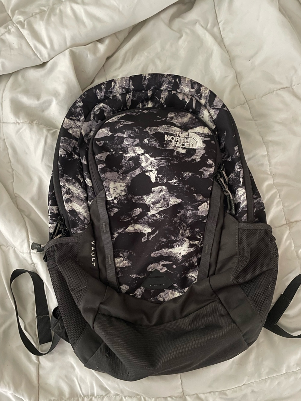 The North Face Vault Backpack - Black and White Marble Print